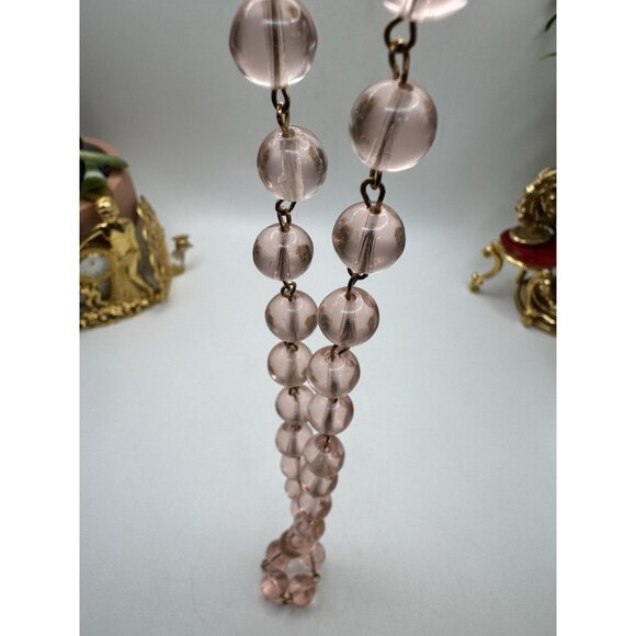 Vintage Translucent Pink Art Glass Choker Necklace Estate Find Jewelry Pretty - Picture 6 of 8